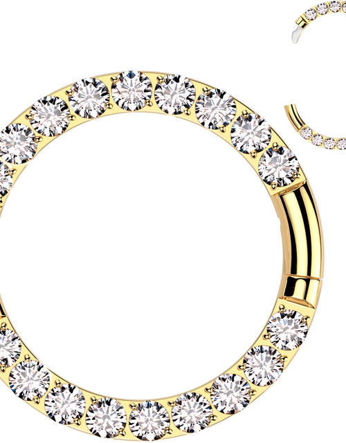 Load image into Gallery viewer, 16G Implant Grade Titanium CZ Double Row Hoop Segment Ring
