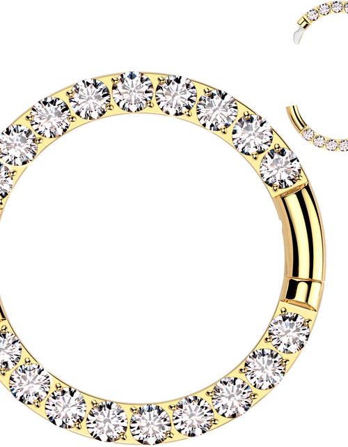 Load image into Gallery viewer, 16G Implant Grade Titanium CZ Double Row Hoop Segment Ring
