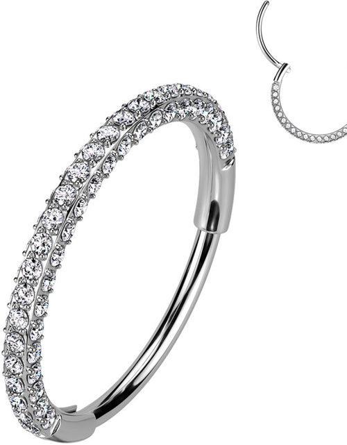 Load image into Gallery viewer, 18G Implant Grade Titanium Triple Sided Micro Gem Hinged Nose Hoop

