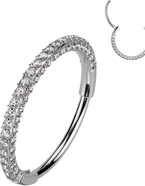 Load image into Gallery viewer, 18G Implant Grade Titanium Triple Sided Micro Gem Hinged Nose Hoop
