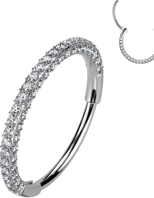 Load image into Gallery viewer, 18G Implant Grade Titanium Triple Sided Micro Gem Hinged Nose Hoop
