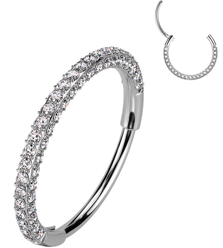 18G Implant Grade Titanium Triple Sided Micro Gem Hinged Nose Hoop