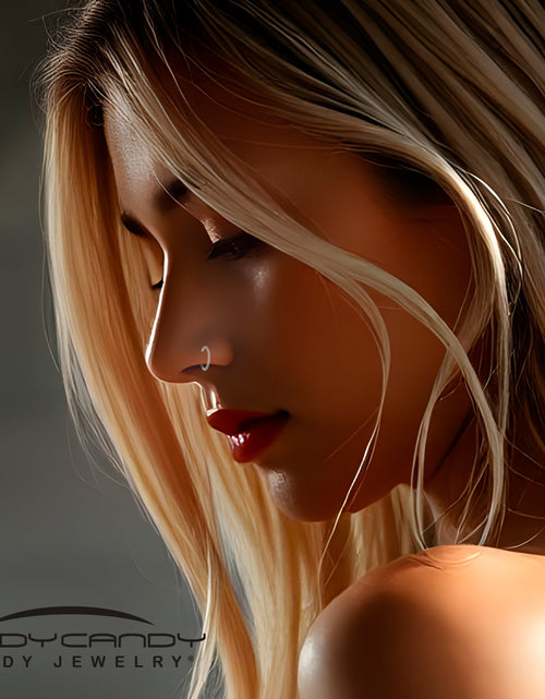 Load image into Gallery viewer, 18G Implant Grade Titanium Triple Sided Micro Gem Hinged Nose Hoop
