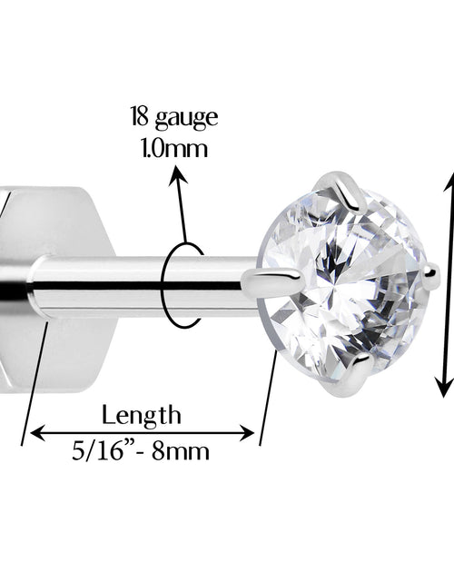 Load image into Gallery viewer, 18G 5/16 CZ Implant Grade Titanium Reversible Threadless Flatback
