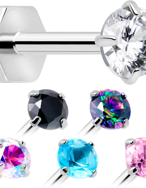 Load image into Gallery viewer, 18G 5/16 CZ Implant Grade Titanium Reversible Threadless Flatback
