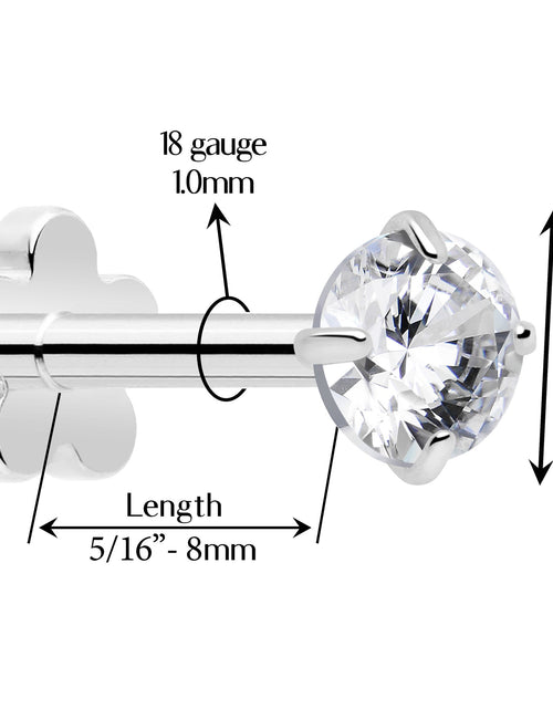 Load image into Gallery viewer, 18G 5/16 CZ Implant Grade Titanium Reversible Threadless Flatback
