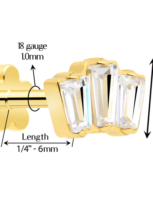 Load image into Gallery viewer, 18G 1/4 Clear Gem 14k Gold Plated Implant Grade Titanium Threadless Flower Reversible Flat Back Earring

