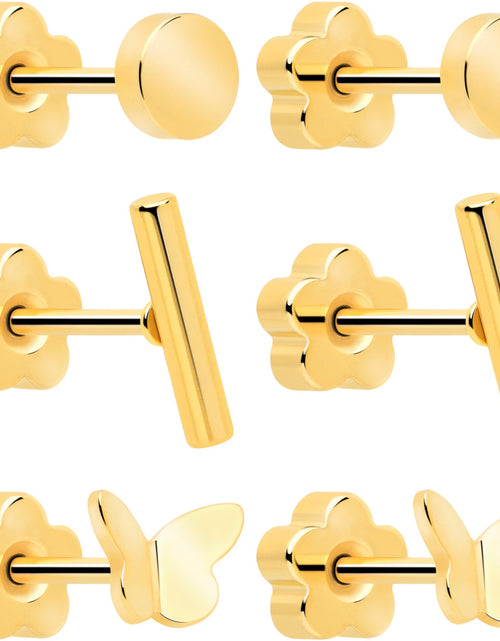 Load image into Gallery viewer, 20G Bar Disc Butterfly Reversible Flower Flat Back Earring Set of 6
