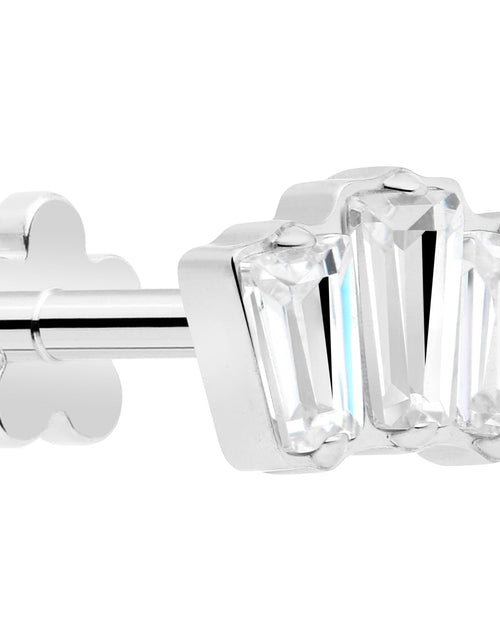 Load image into Gallery viewer, 18G 1/4 Clear Gem Implant Grade Titanium Threadless Flower Reversible Flat Back Earring

