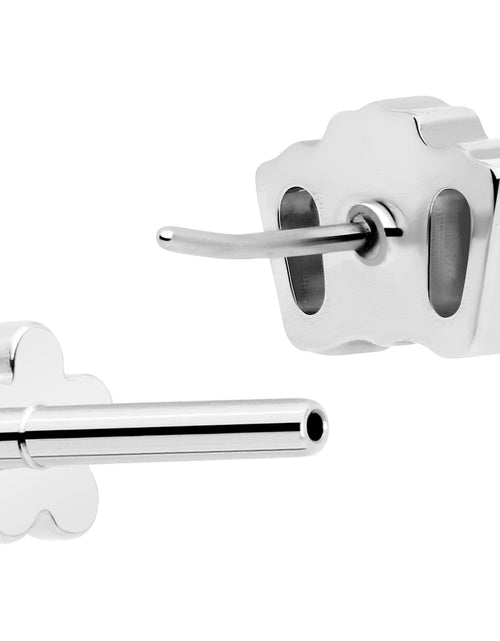Load image into Gallery viewer, 18G 1/4 Clear Gem Implant Grade Titanium Threadless Flower Reversible Flat Back Earring
