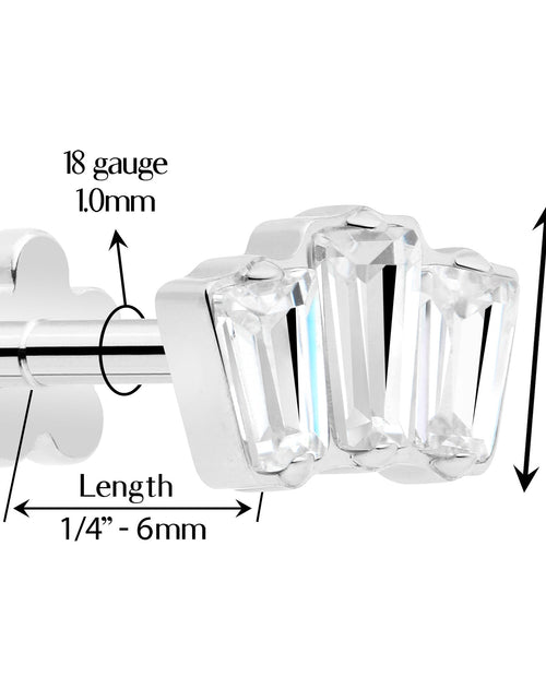 Load image into Gallery viewer, 18G 1/4 Clear Gem Implant Grade Titanium Threadless Flower Reversible Flat Back Earring
