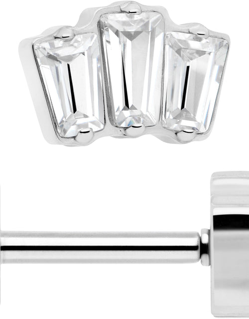 Load image into Gallery viewer, 18G 1/4 Clear Gem Implant Grade Titanium Threadless Flower Reversible Flat Back Earring
