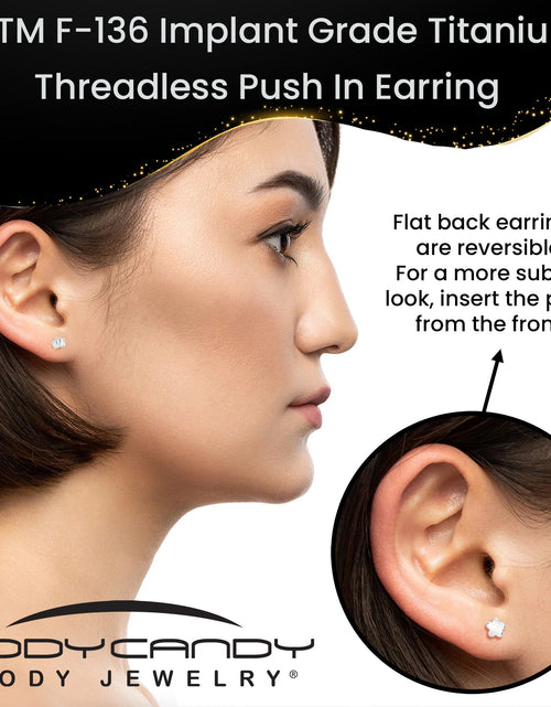 Load image into Gallery viewer, 18G 1/4 Clear Gem Implant Grade Titanium Threadless Flower Reversible Flat Back Earring
