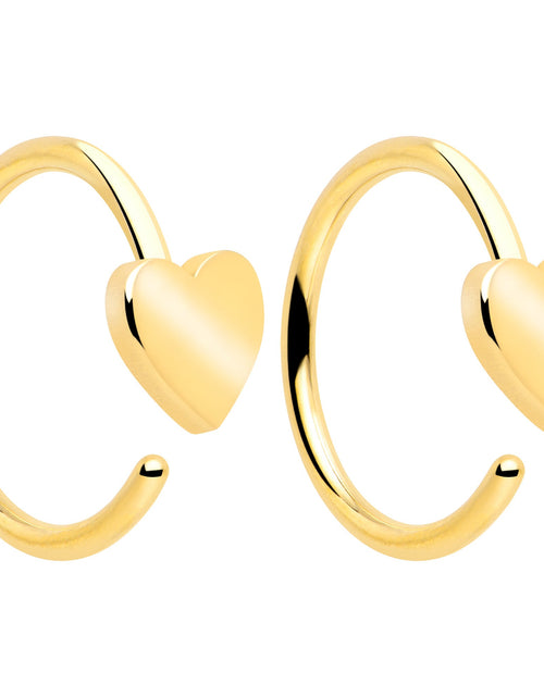 Load image into Gallery viewer, 20G Gold Tone Implant Grade Titanium Heart Open Hoop Earring Set
