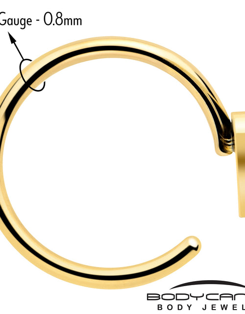 Load image into Gallery viewer, 20G Gold Tone Implant Grade Titanium Heart Open Hoop Earring Set
