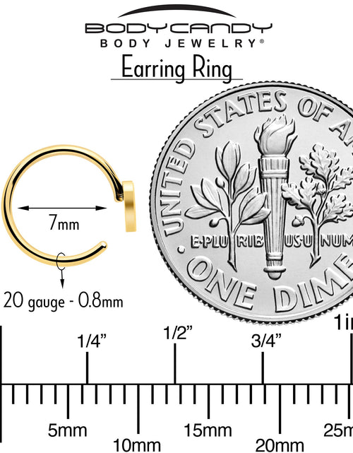 Load image into Gallery viewer, 20G Gold Tone Implant Grade Titanium Heart Open Hoop Earring Set
