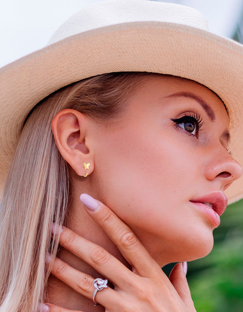 Load image into Gallery viewer, 20G Gold Tone Implant Grade Titanium Butterfly Open Hoop Earring Set
