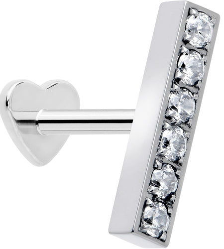 18G 1/4 Clear Gem Implant Grade Titanium Threadless Bar Reversible Flatback Stud