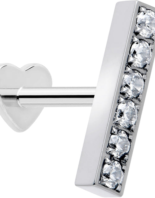 Load image into Gallery viewer, 18G 1/4 Clear Gem Implant Grade Titanium Threadless Bar Reversible Flatback Stud

