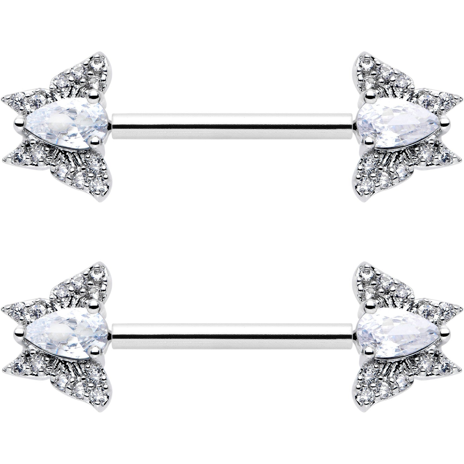 14G 9/16 Style Butterfly Threadless Nipple Ring Set
