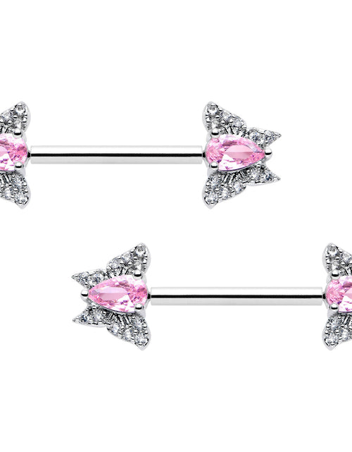 Load image into Gallery viewer, 14G 9/16 Style Butterfly Threadless Nipple Ring Set
