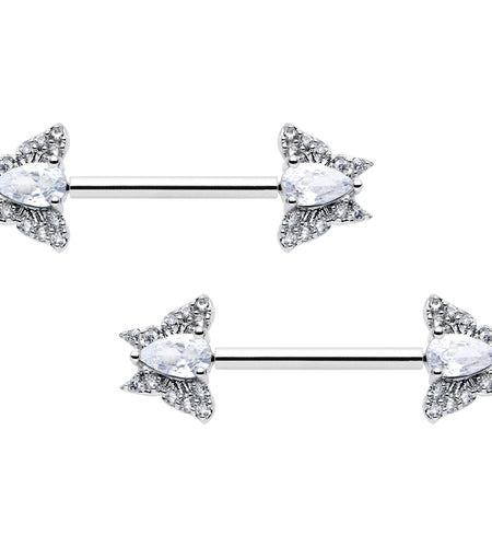 14G 9/16 Style Butterfly Threadless Nipple Ring Set