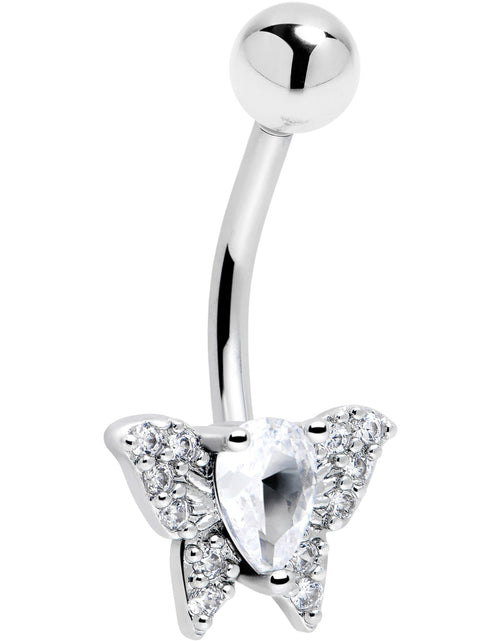 Load image into Gallery viewer, Cubic Zirconia Style Butterfly Belly Ring
