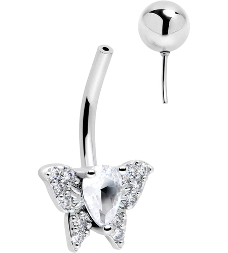 Cubic Zirconia Style Butterfly Belly Ring