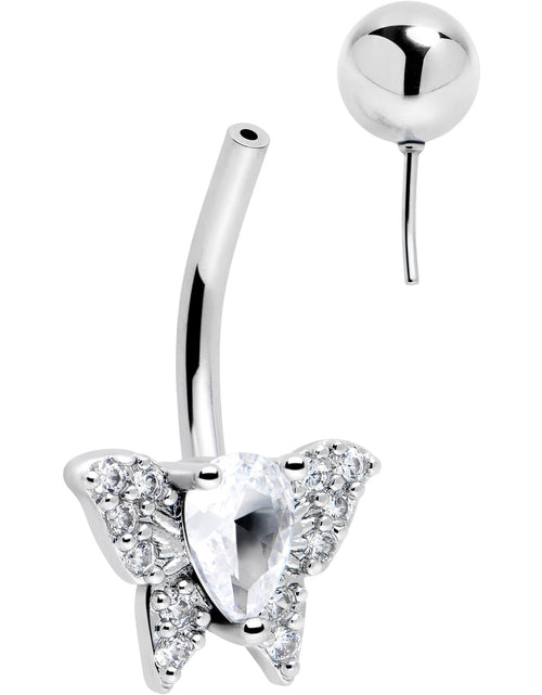 Load image into Gallery viewer, Cubic Zirconia Style Butterfly Belly Ring
