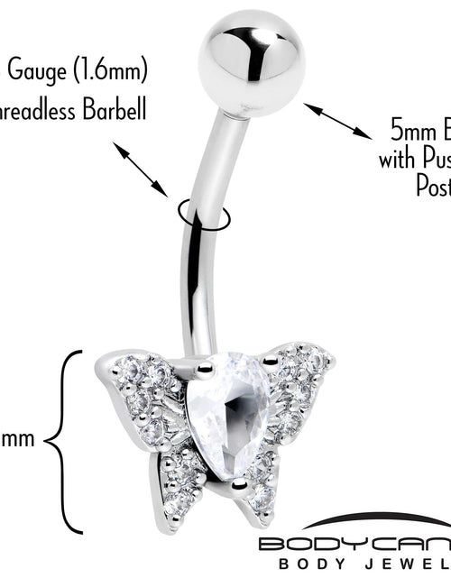 Load image into Gallery viewer, Cubic Zirconia Style Butterfly Belly Ring
