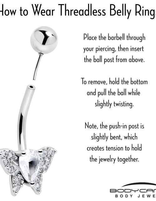 Load image into Gallery viewer, Cubic Zirconia Style Butterfly Belly Ring
