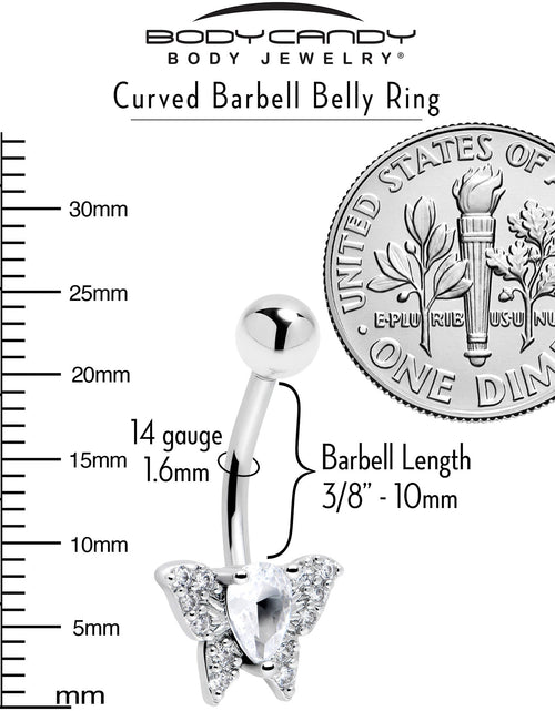 Load image into Gallery viewer, Cubic Zirconia Style Butterfly Belly Ring
