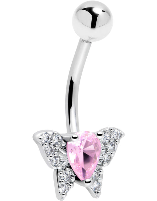 Load image into Gallery viewer, Cubic Zirconia Style Butterfly Belly Ring
