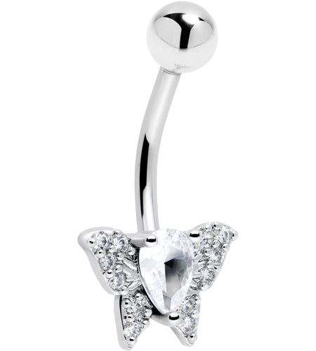 Cubic Zirconia Style Butterfly Belly Ring
