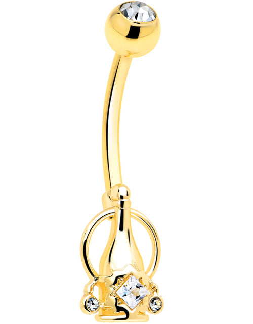 Load image into Gallery viewer, Clear Gem Champagne Dreams Dangle Belly Ring
