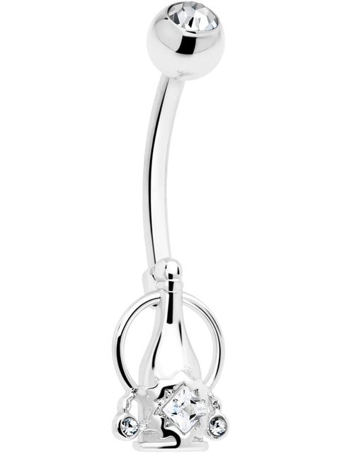 Load image into Gallery viewer, Clear Gem Champagne Dreams Dangle Belly Ring
