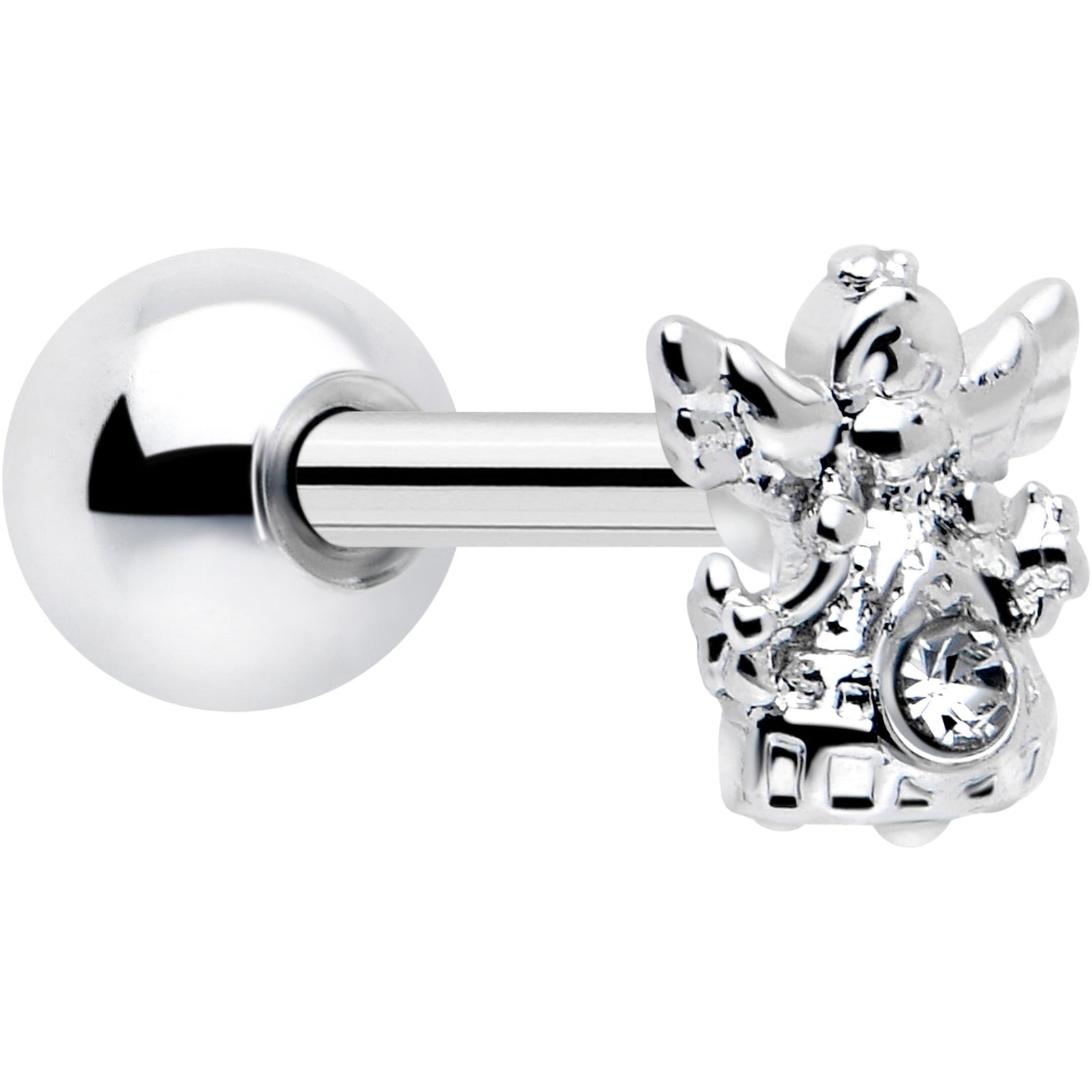 16G 1/4 Clear CZ Gem Fabulous Angel Cartilage Tragus Earring
