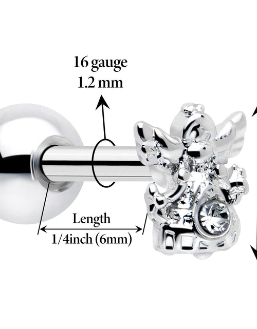 Load image into Gallery viewer, 16G 1/4 Clear CZ Gem Fabulous Angel Cartilage Tragus Earring

