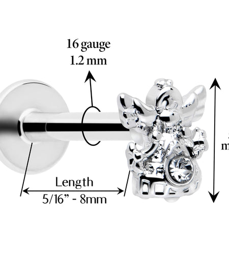 16G 5/16 Clear CZ Gem Fabulous Angel Labret Monroe Tragus