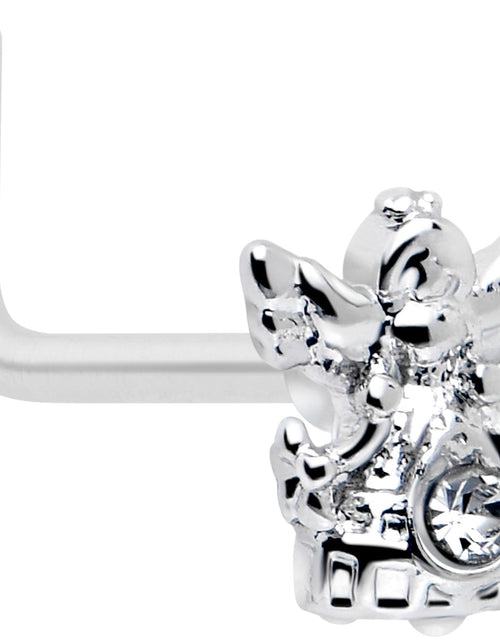 Load image into Gallery viewer, 20G 7mm Clear CZ Gem Fabulous Angel L Shape Nose Ring
