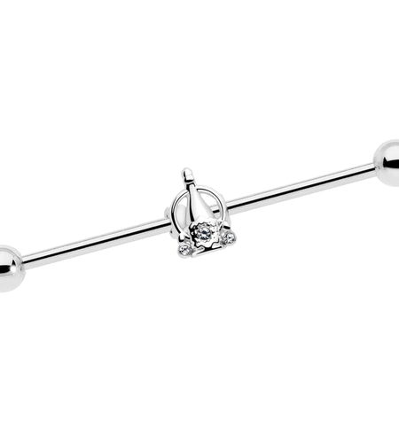 14G Clear Gem Champagne Dreams Industrial Barbell 38mm