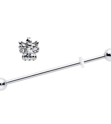 14G Clear CZ Gem Fabulous Angel Industrial Barbell 38mm