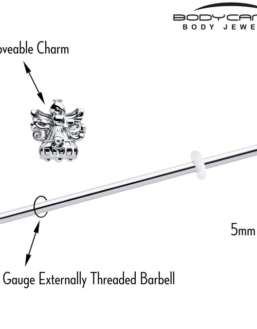 Load image into Gallery viewer, 14G Clear CZ Gem Fabulous Angel Industrial Barbell 38mm
