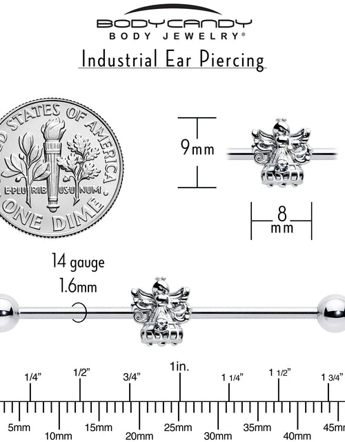 Load image into Gallery viewer, 14G Clear CZ Gem Fabulous Angel Industrial Barbell 38mm
