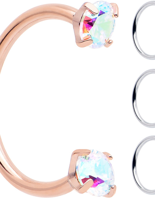Load image into Gallery viewer, Double Gem Horseshoe Nose Ring Kit with Ball Grabber
