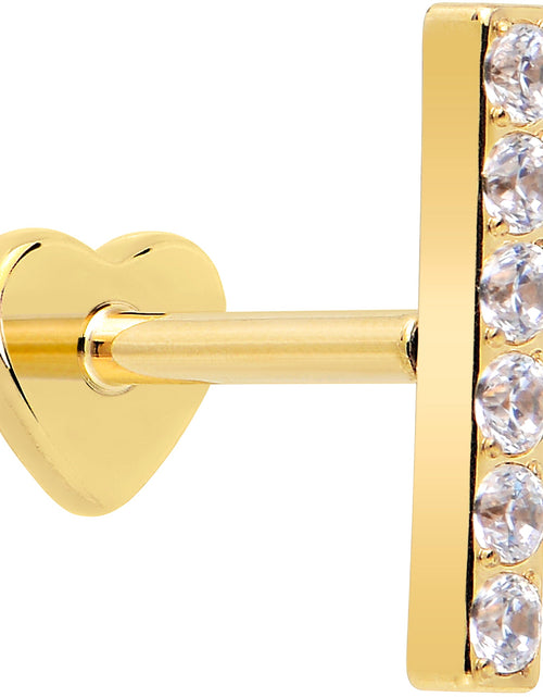 Load image into Gallery viewer, 18G 1/4 Clear Gem Gold Plated Implant Grade Titanium Threadless Bar Flatback Stud
