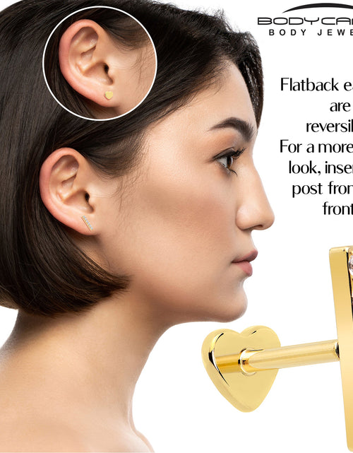 Load image into Gallery viewer, 18G 1/4 Clear Gem Gold Plated Implant Grade Titanium Threadless Bar Flatback Stud
