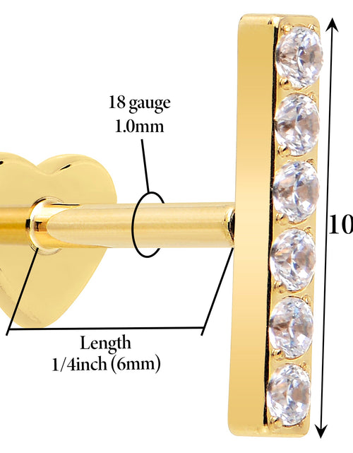 Load image into Gallery viewer, 18G 1/4 Clear Gem Gold Plated Implant Grade Titanium Threadless Bar Flatback Stud
