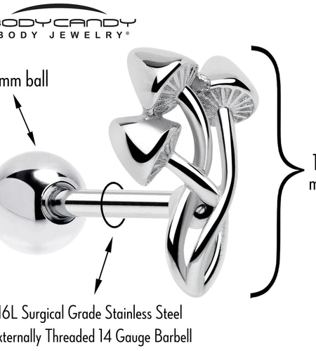 Trippy Mushroom Trio Barbell Tongue Ring