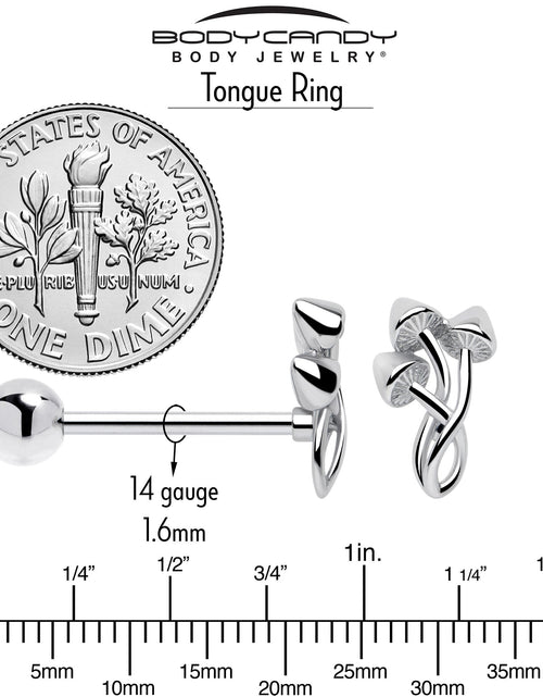 Load image into Gallery viewer, Trippy Mushroom Trio Barbell Tongue Ring
